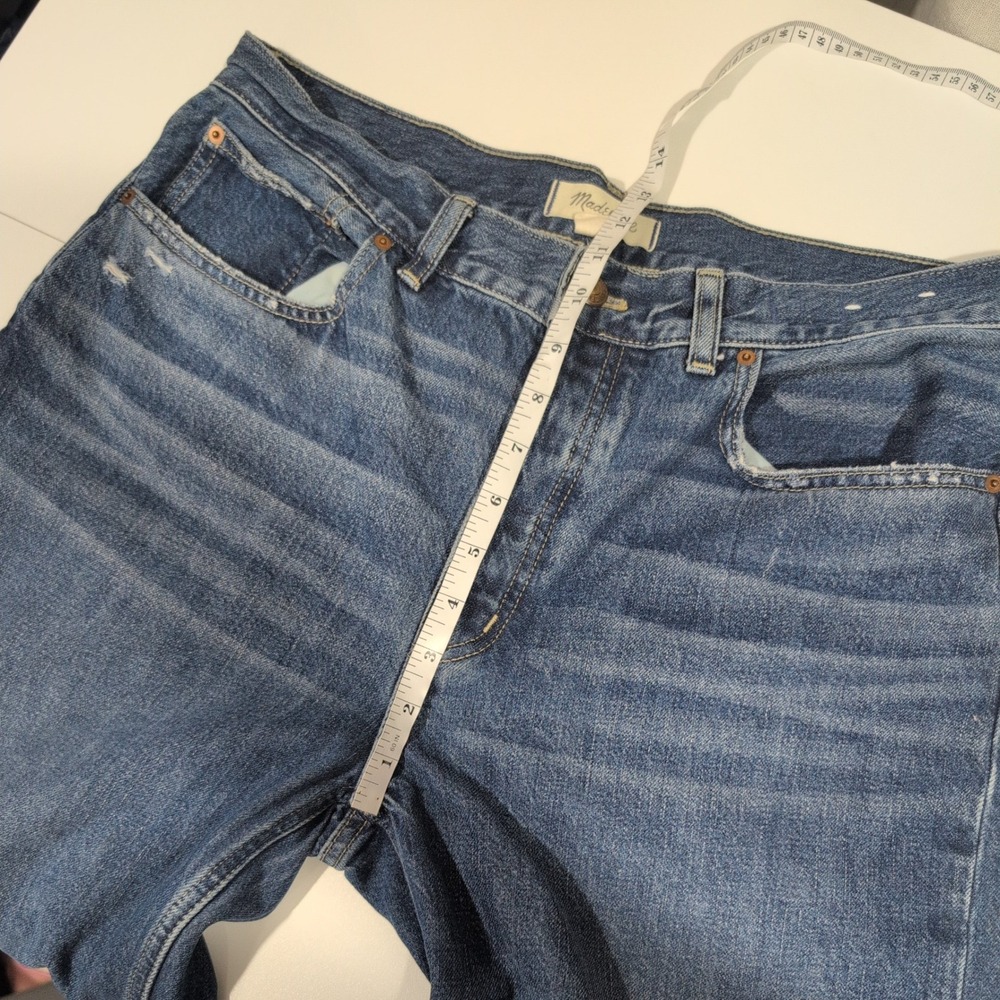 Madewell Low-Slung Baggy Crop Jeans Blue Raw Hem 29 NU172 DM8487 - Picture 9 of 10